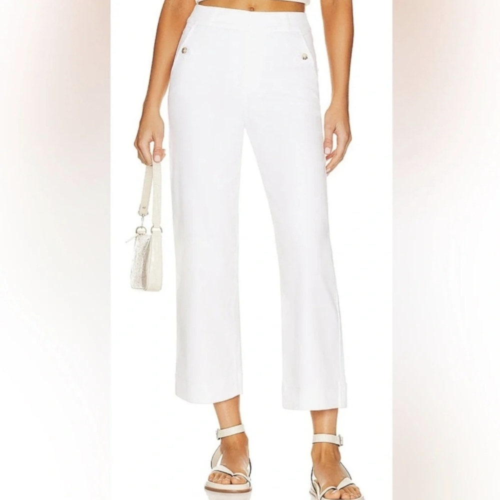 SPANX Twill Cropped Wide Leg Pant Bright White Size M - Picture 4 of 6